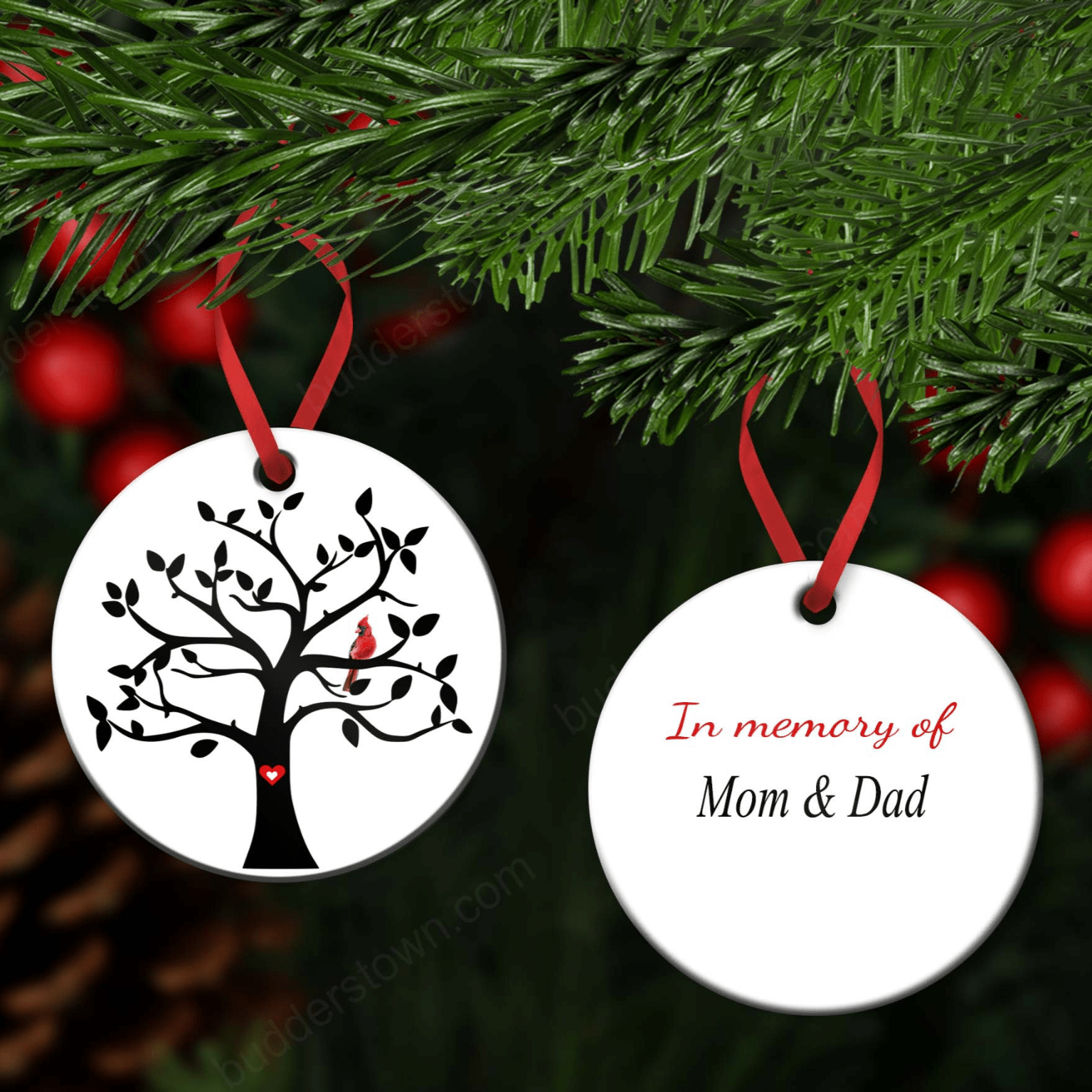 Cardinal Sympathy Gift - Memorial Ornament - Tree of Life – Personalized Memorial Ornament by Sunrise Keepsakes
