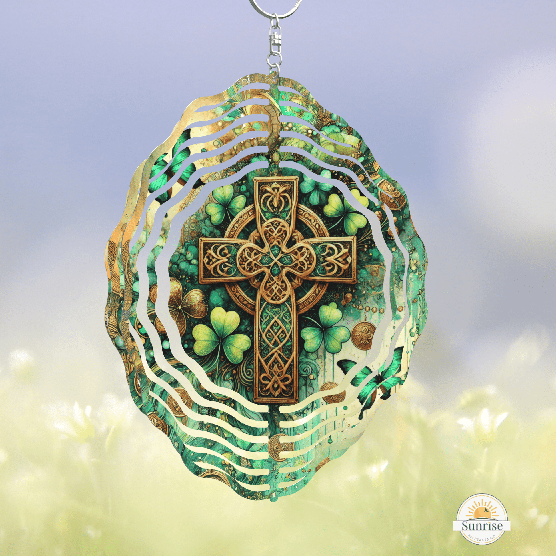 Celtic Cross Wind Spinner – Memorial Garden Decor – Personalized Wind Spinner by Sunrise Keepsakes