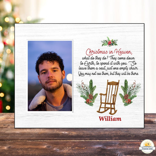 Christmas in Heaven Memorial Frame – Christmas Remembrance Gift – Personalized Sympathy Gifts by Sunrise Keepsakes