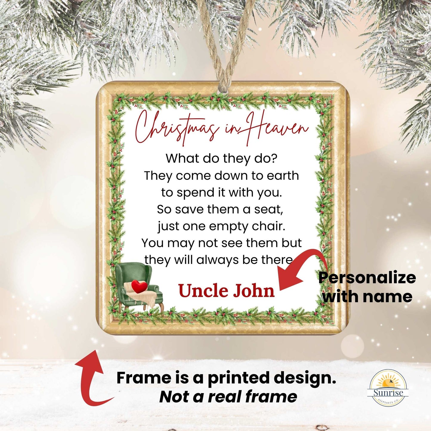 Christmas in Heaven Memorial Ornament – Personalized Home Decor by Sunrise Keepsakes