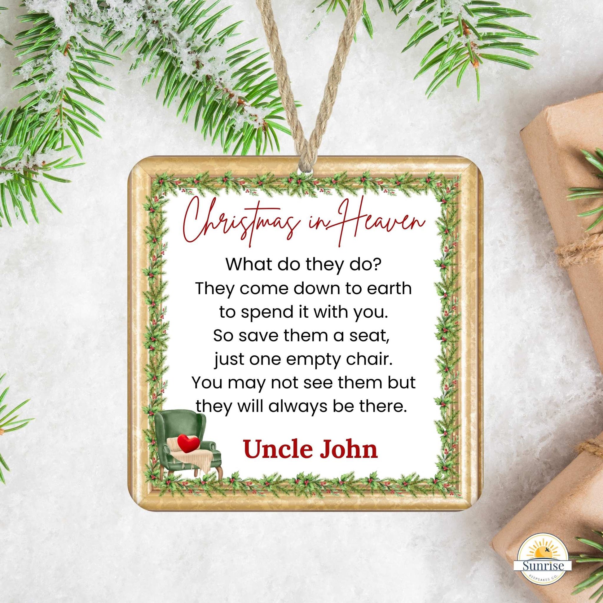 Christmas in Heaven Memorial Ornament – Personalized Home Decor by Sunrise Keepsakes