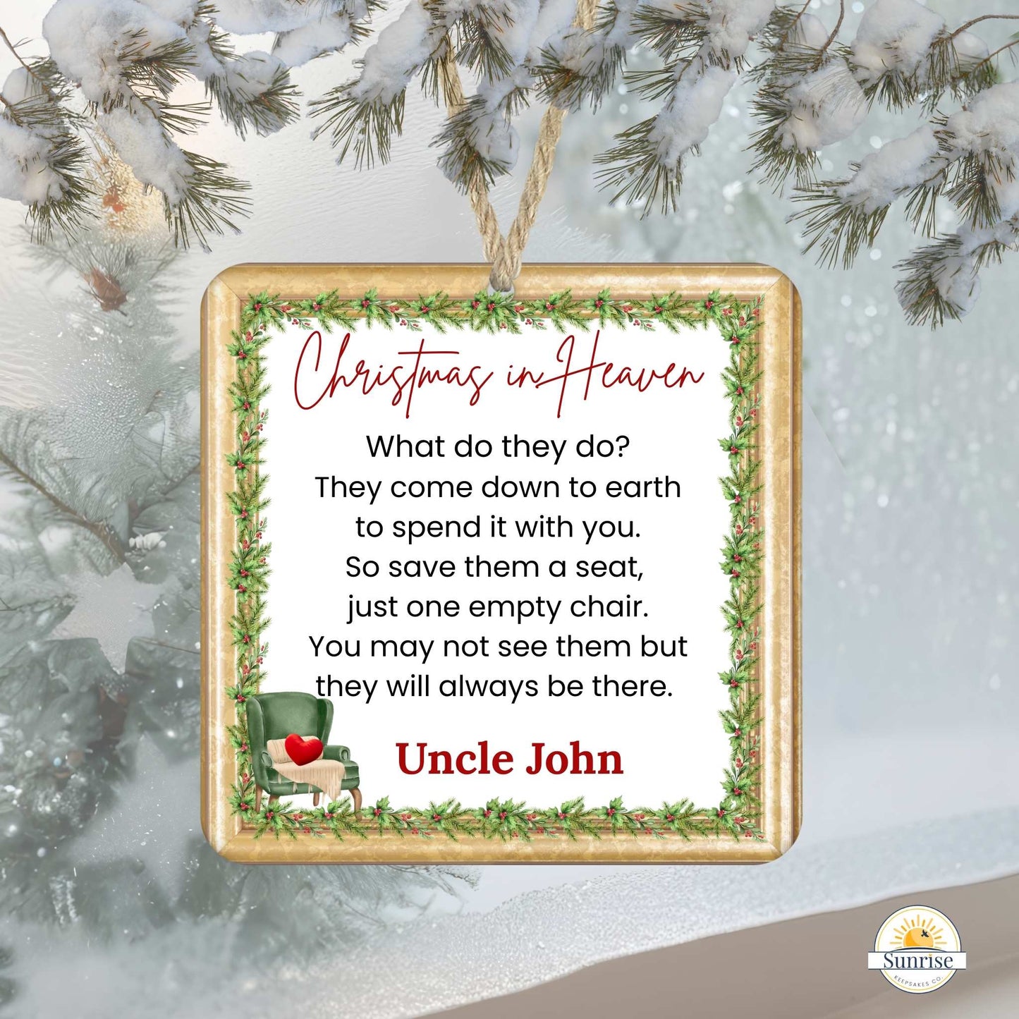 Christmas in Heaven Memorial Ornament – Personalized Home Decor by Sunrise Keepsakes