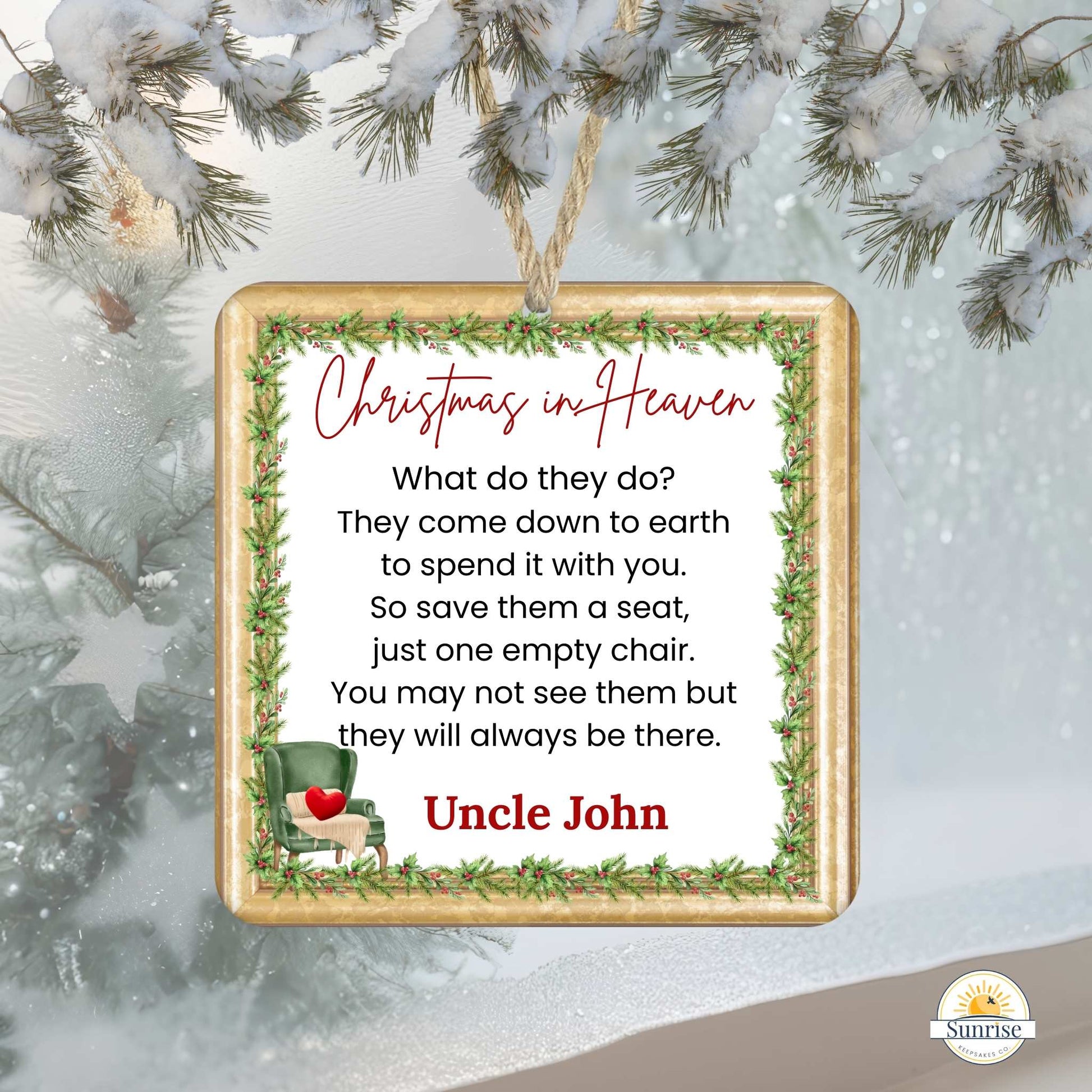 Christmas in Heaven Memorial Ornament – Personalized Home Decor by Sunrise Keepsakes