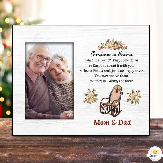 Christmas in Heaven Memorial Photo Frame – Christmas Sympathy Gift – Personalized Sympathy Gifts by Sunrise Keepsakes