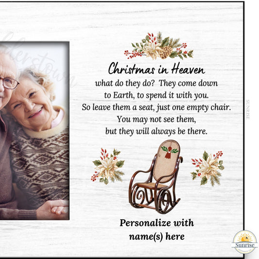 Christmas in Heaven Memorial Photo Frame – Christmas Sympathy Gift – Personalized Sympathy Gifts by Sunrise Keepsakes