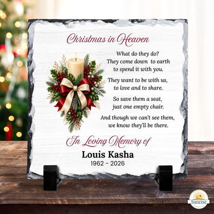 Christmas Memorial Plaque – Empty Chair Floral – Personalized Sympathy Gifts by Sunrise Keepsakes