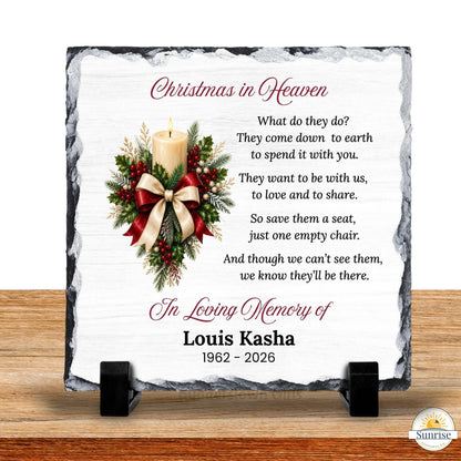 Christmas Memorial Plaque – Empty Chair Floral – Personalized Sympathy Gifts by Sunrise Keepsakes