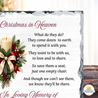 Christmas Memorial Plaque – Empty Chair Floral – Personalized Sympathy Gifts by Sunrise Keepsakes