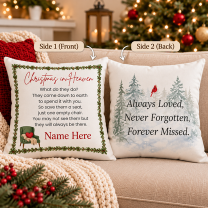 Personalized Christmas in Heaven Memorial Pillow