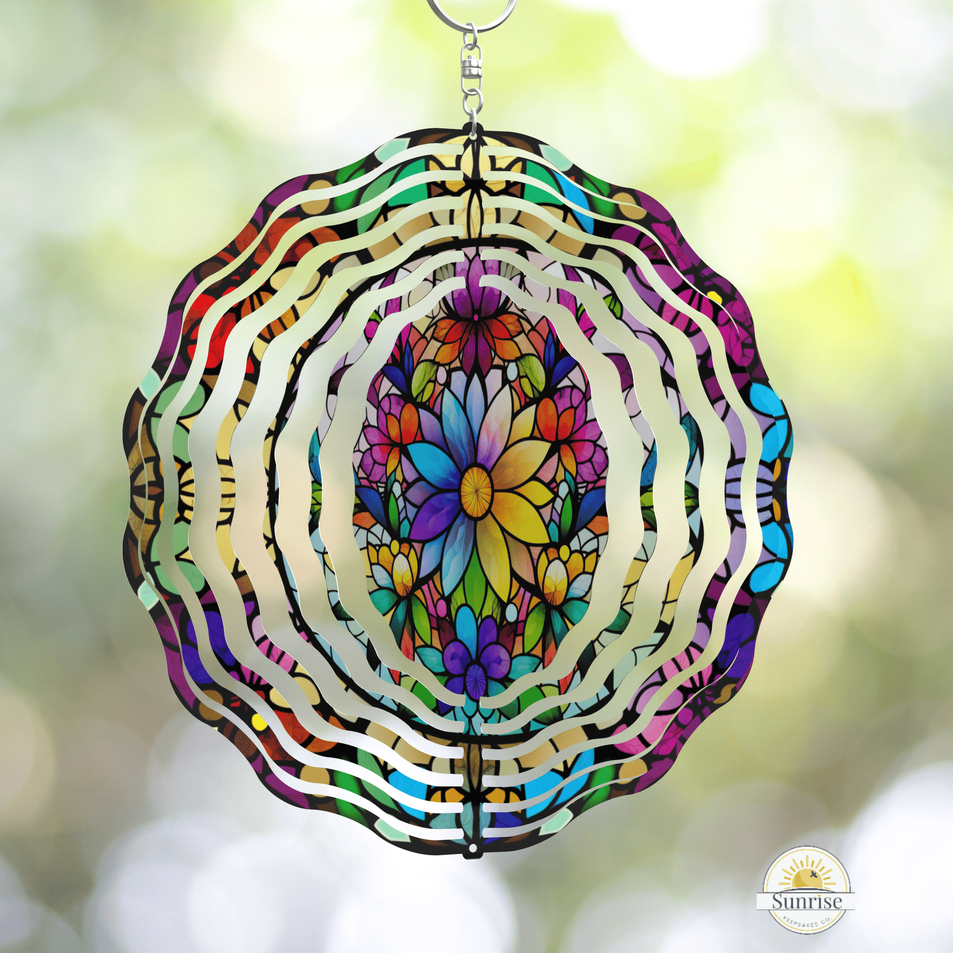 Colorful Flower Wind Spinner – 10" Yard & Garden Decor – Personalized Wind Spinner by Sunrise Keepsakes
