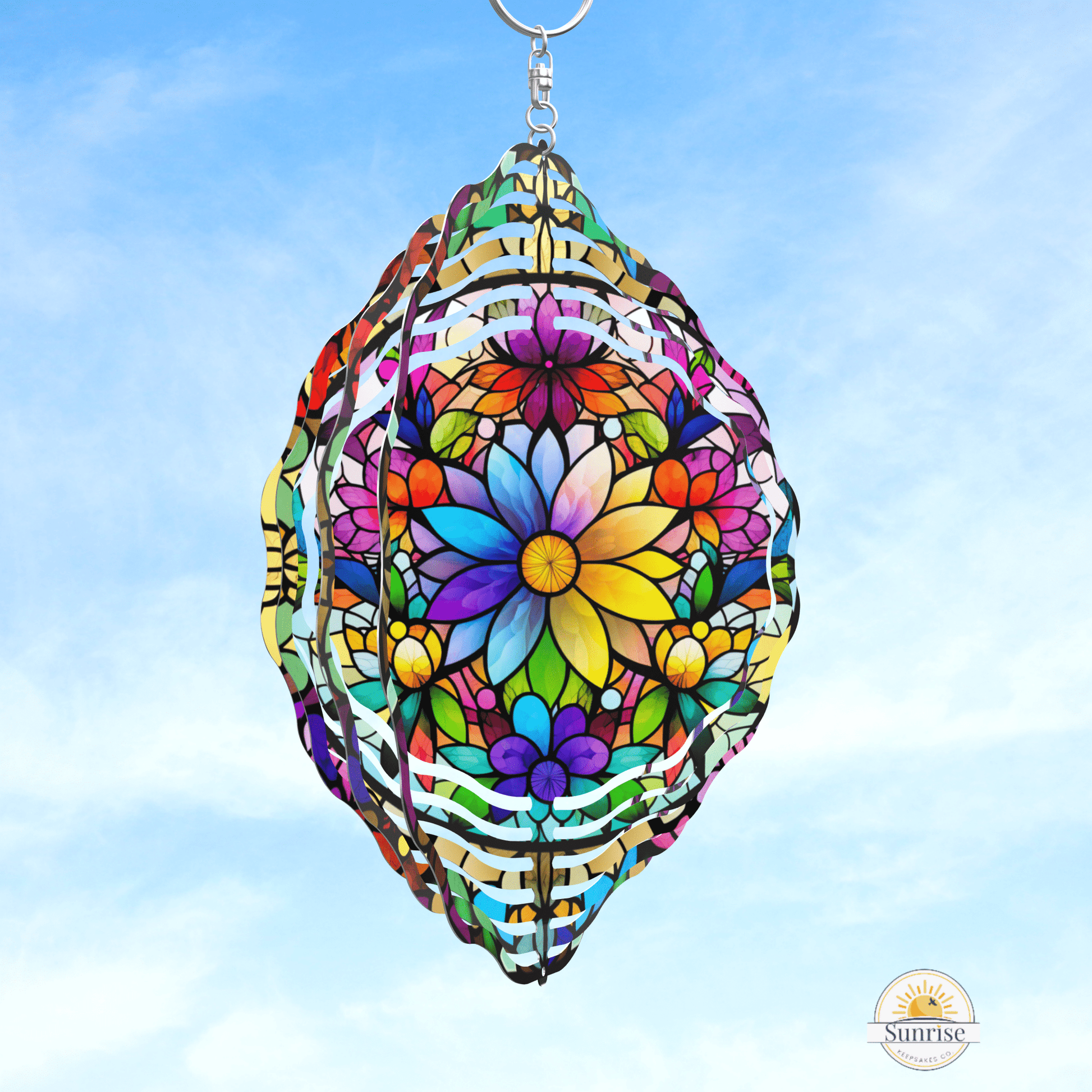 Colorful Flower Wind Spinner – 10" Yard & Garden Decor – Personalized Wind Spinner by Sunrise Keepsakes
