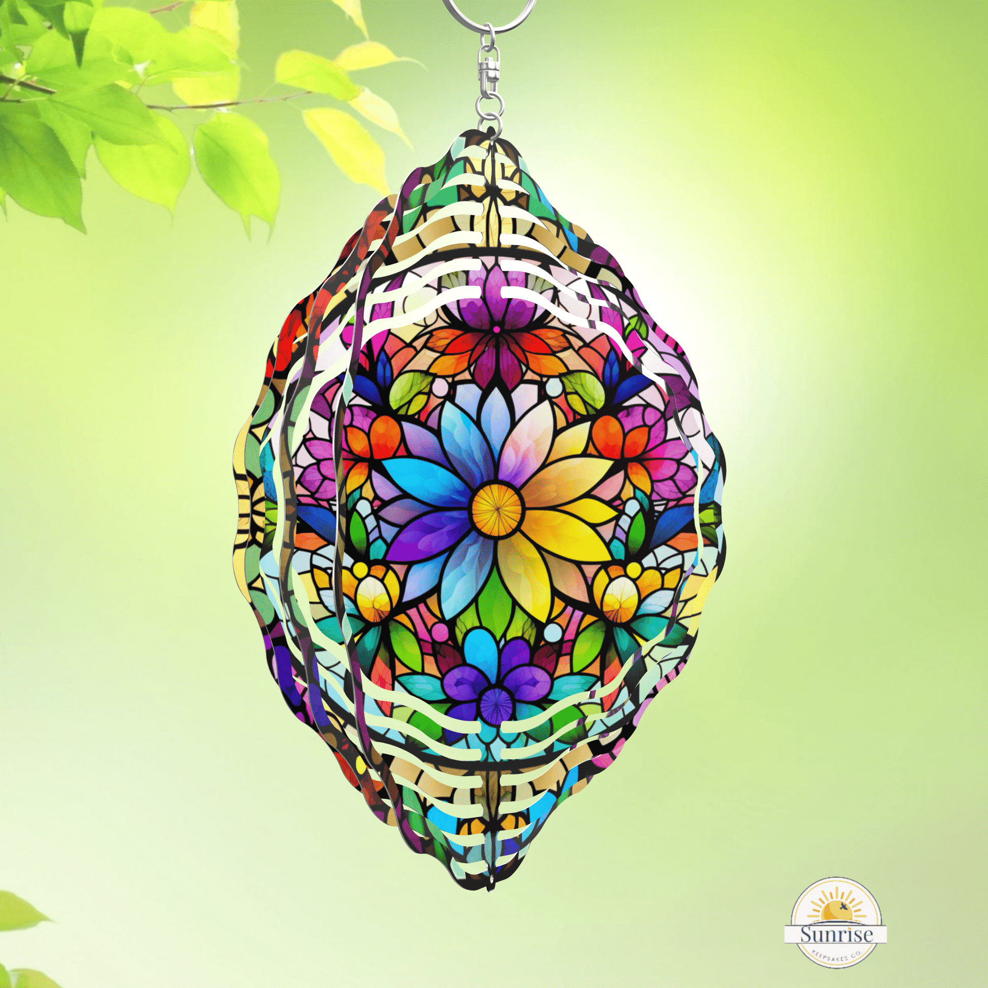 Colorful Flower Wind Spinner – 10" Yard & Garden Decor – Personalized Wind Spinner by Sunrise Keepsakes