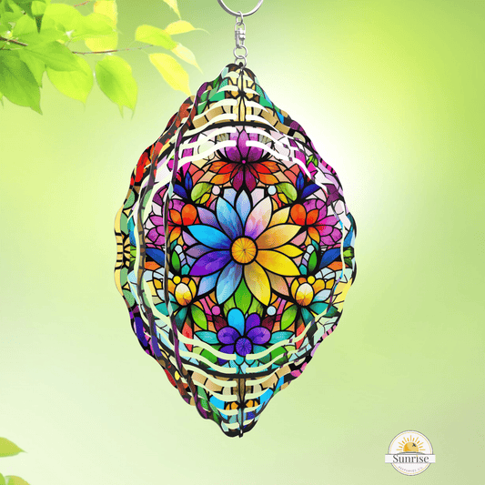 Colorful Flower Wind Spinner – 10" Yard & Garden Decor – Personalized Wind Spinner by Sunrise Keepsakes