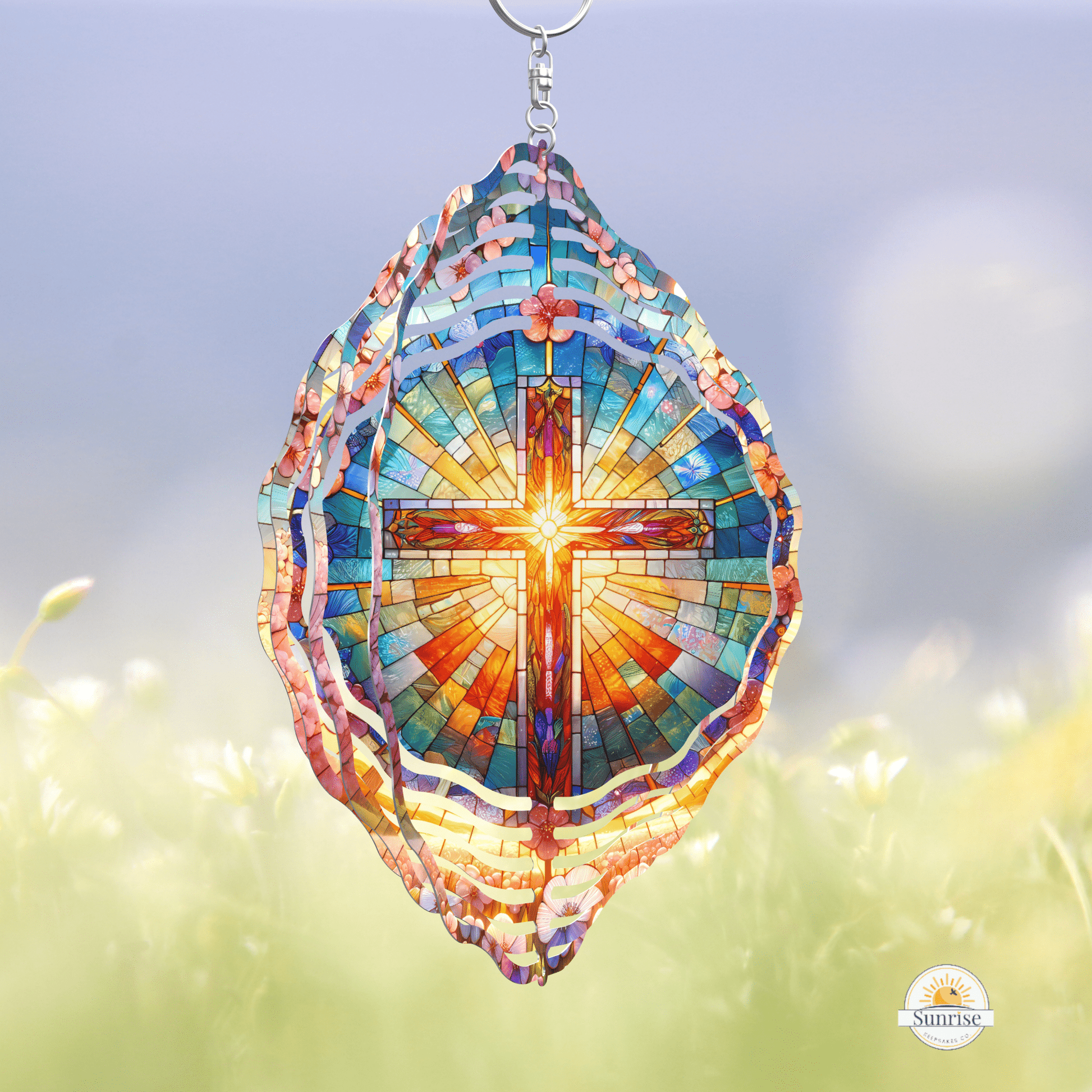 Cross Wind Spinner | Religious Memorial Gift – Personalized Wind Spinner by Sunrise Keepsakes