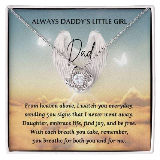 Daddy's Little Girl Necklace - Loss of a Father - Father's Day Gift - Love Knot Necklace – Personalized Jewelry by Sunrise Keepsakes