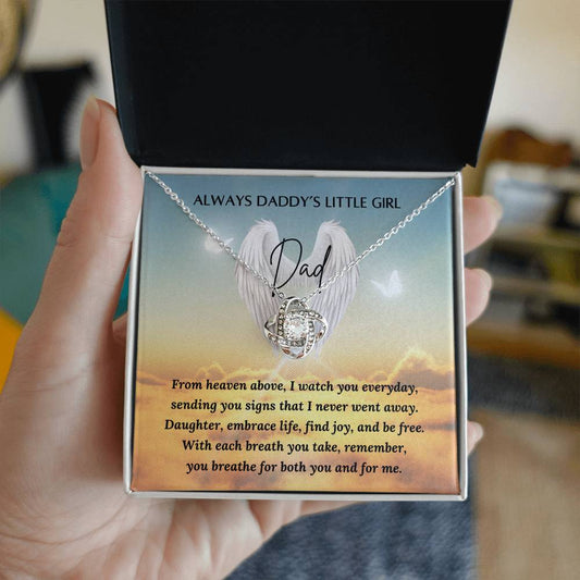 Daddy's Little Girl Necklace - Loss of a Father - Father's Day Gift - Love Knot Necklace – Personalized Jewelry by Sunrise Keepsakes