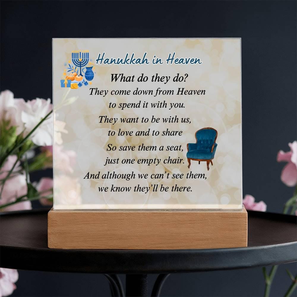 Hanukkah in Heaven Acrylic Plaque - Lighted Hanukkah Decor – Personalized Memorial Ceremony Supplies by Sunrise Keepsakes
