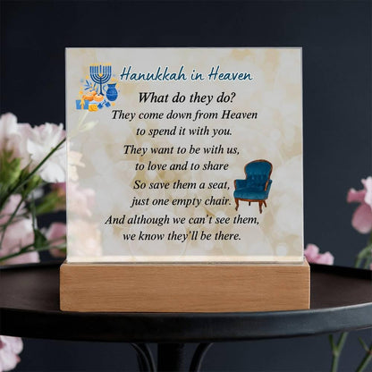 Hanukkah in Heaven Acrylic Plaque - Lighted Hanukkah Decor – Personalized Memorial Ceremony Supplies by Sunrise Keepsakes