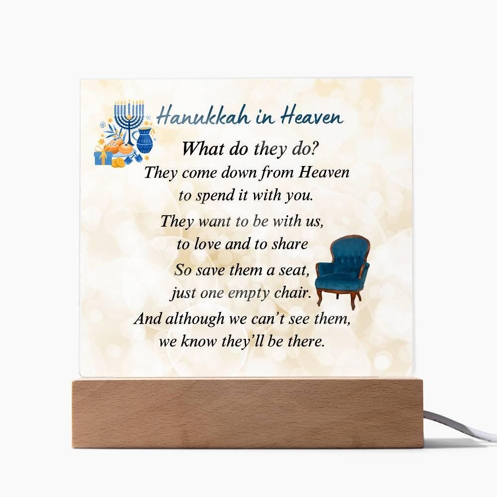 Hanukkah in Heaven Acrylic Plaque - Lighted Hanukkah Decor – Personalized Memorial Ceremony Supplies by Sunrise Keepsakes