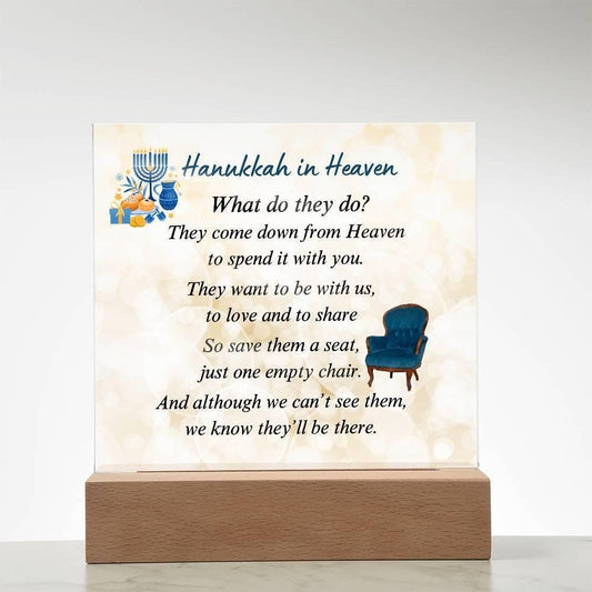 Hanukkah in Heaven Acrylic Plaque - Lighted Hanukkah Decor – Personalized Memorial Ceremony Supplies by Sunrise Keepsakes