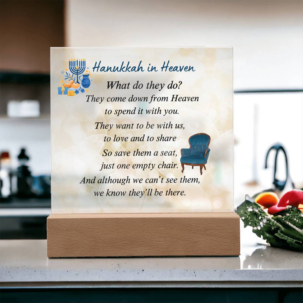 Hanukkah In Heaven Plaque - LED Acrylic Tribute Battery Operated or Corded – Personalized Sympathy Gifts by Sunrise Keepsakes
