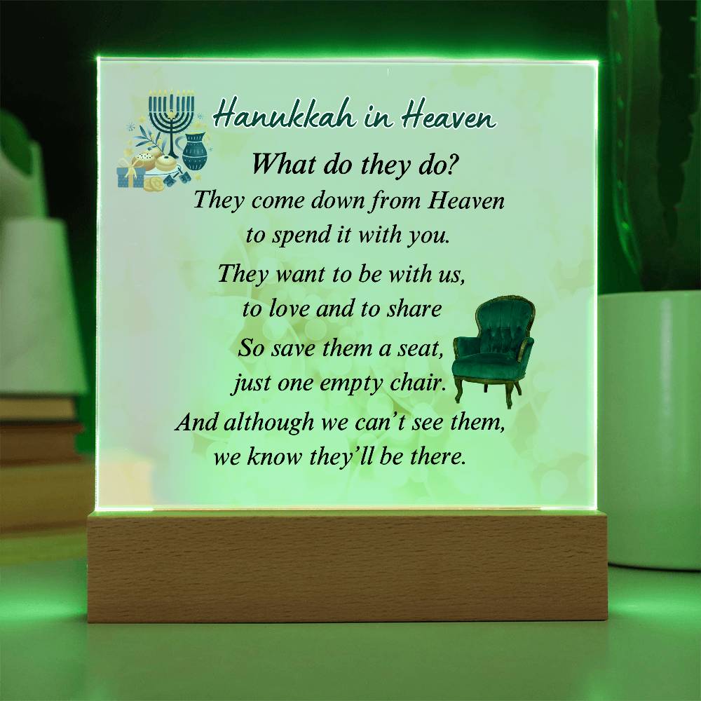 Hanukkah In Heaven Plaque - LED Acrylic Tribute Battery Operated or Corded – Personalized Sympathy Gifts by Sunrise Keepsakes