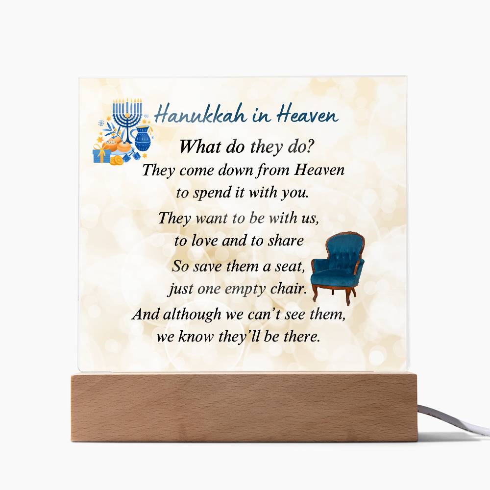 Hanukkah In Heaven Plaque - LED Acrylic Tribute Battery Operated or Corded – Personalized Sympathy Gifts by Sunrise Keepsakes