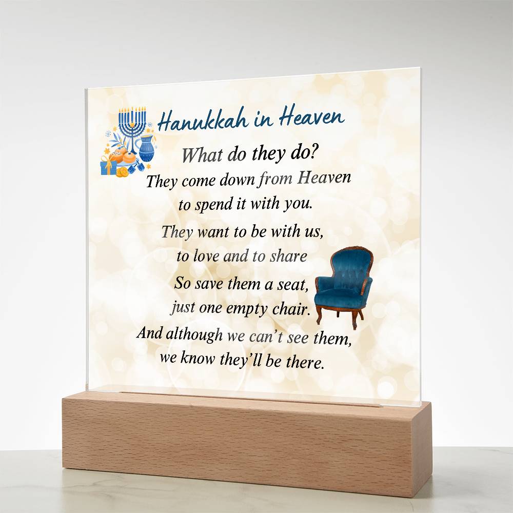 Hanukkah In Heaven Plaque - LED Acrylic Tribute Battery Operated or Corded – Personalized Sympathy Gifts by Sunrise Keepsakes