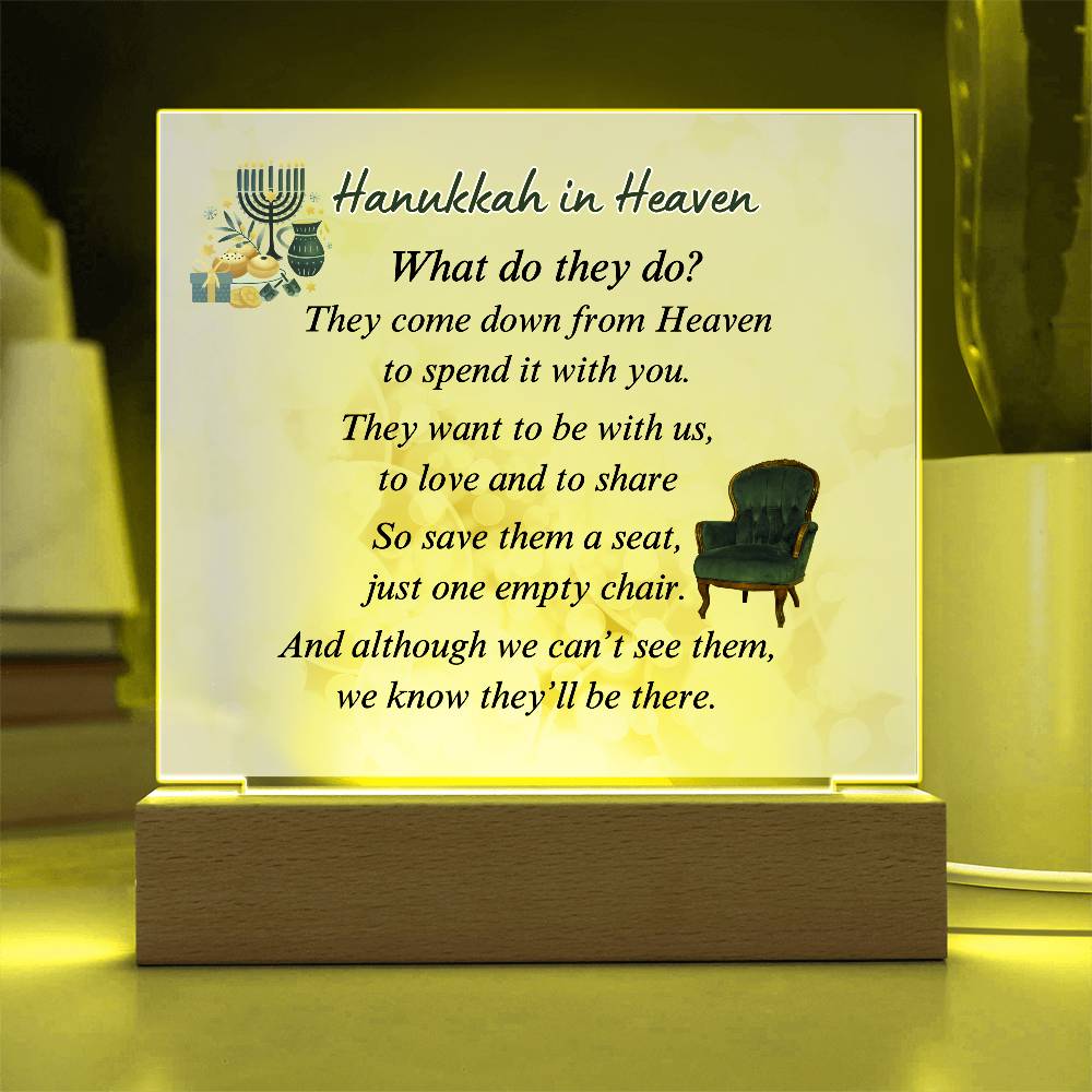 Hanukkah In Heaven Plaque - LED Acrylic Tribute Battery Operated or Corded – Personalized Sympathy Gifts by Sunrise Keepsakes