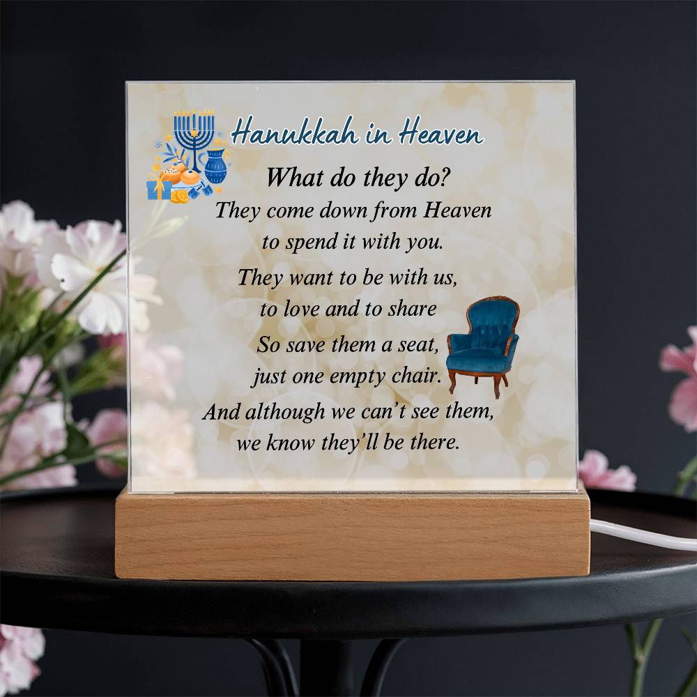 Hanukkah In Heaven Plaque - LED Acrylic Tribute Battery Operated or Corded – Personalized Sympathy Gifts by Sunrise Keepsakes