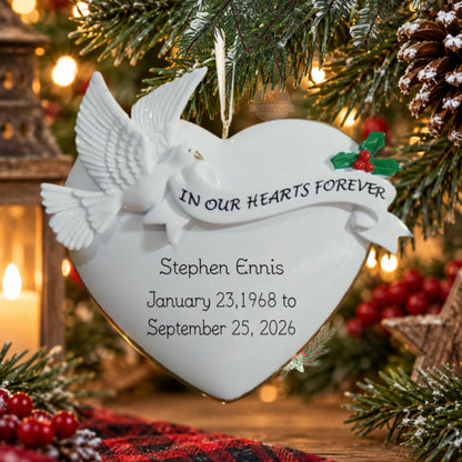 Personalized Dove Memorial Ornament – In Our Hearts Forever