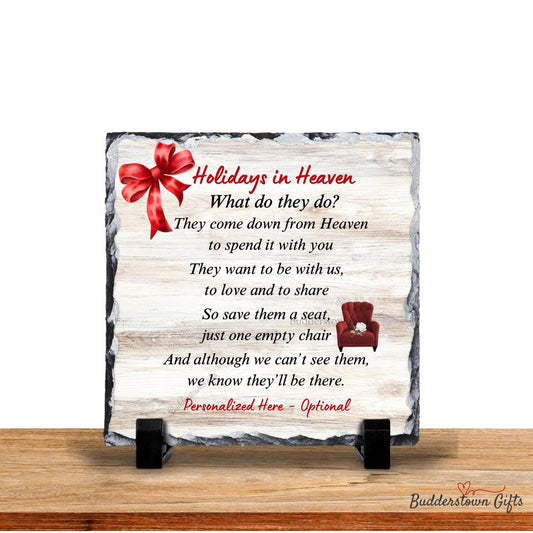 Holidays in Heaven Plaque - Christmas in Heaven – Personalized Sympathy Gifts by Sunrise Keepsakes