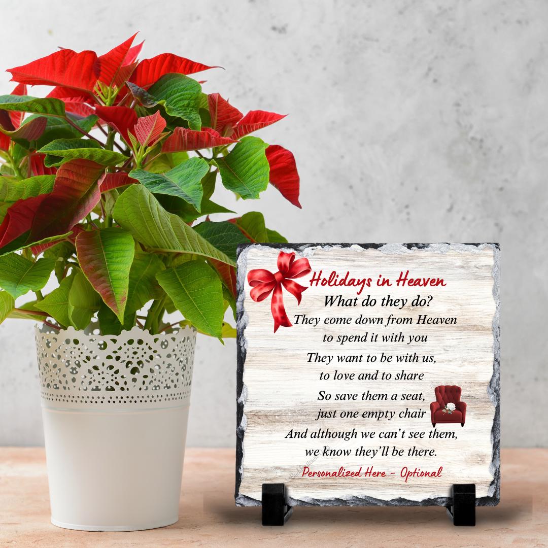 Holidays in Heaven Plaque - Christmas in Heaven – Personalized Sympathy Gifts by Sunrise Keepsakes