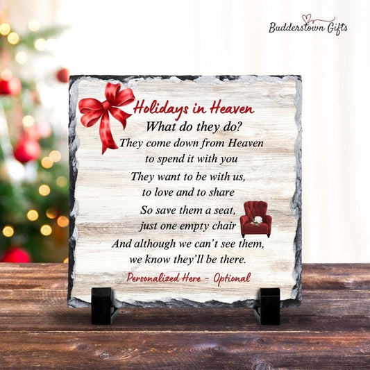Holidays in Heaven Plaque - Christmas in Heaven – Personalized Sympathy Gifts by Sunrise Keepsakes