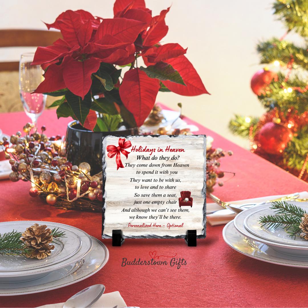 Holidays in Heaven Plaque - Christmas in Heaven – Personalized Sympathy Gifts by Sunrise Keepsakes