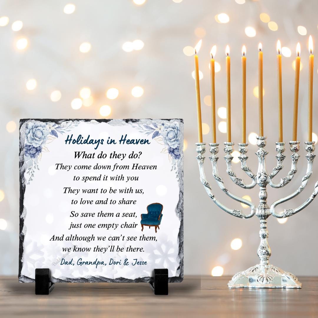 Holidays in Heaven Plaque - Hanukkah in Heaven - Loss of a Loved One Gift – Personalized Sympathy Gifts by Sunrise Keepsakes