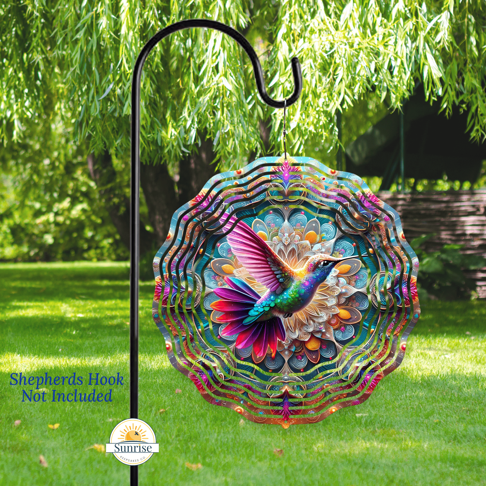 Hummingbird Wind Spinner | Hummingbird Mandala Lotus – Personalized Wind Spinner by Sunrise Keepsakes