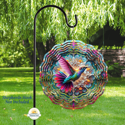 Hummingbird Wind Spinner | Hummingbird Mandala Lotus – Personalized Wind Spinner by Sunrise Keepsakes