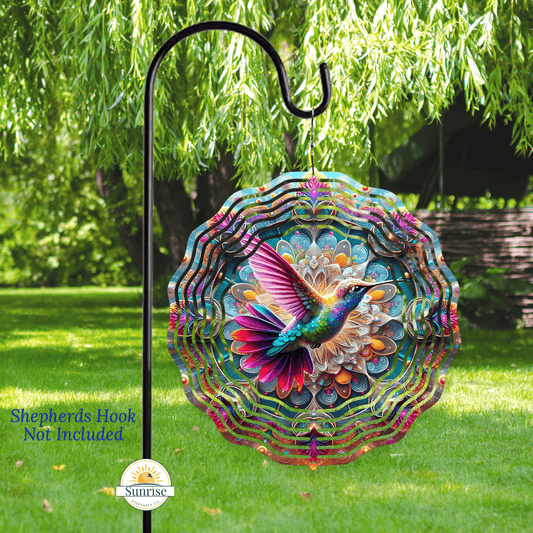 Hummingbird Wind Spinner | Hummingbird Mandala Lotus – Personalized Wind Spinner by Sunrise Keepsakes