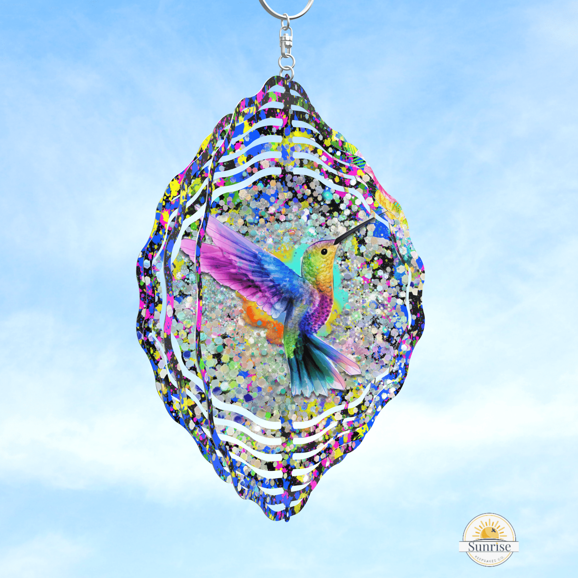 Hummingbird Wind Spinner | Vibrant Outdoor Garden Decor – Personalized Wind Spinner by Sunrise Keepsakes