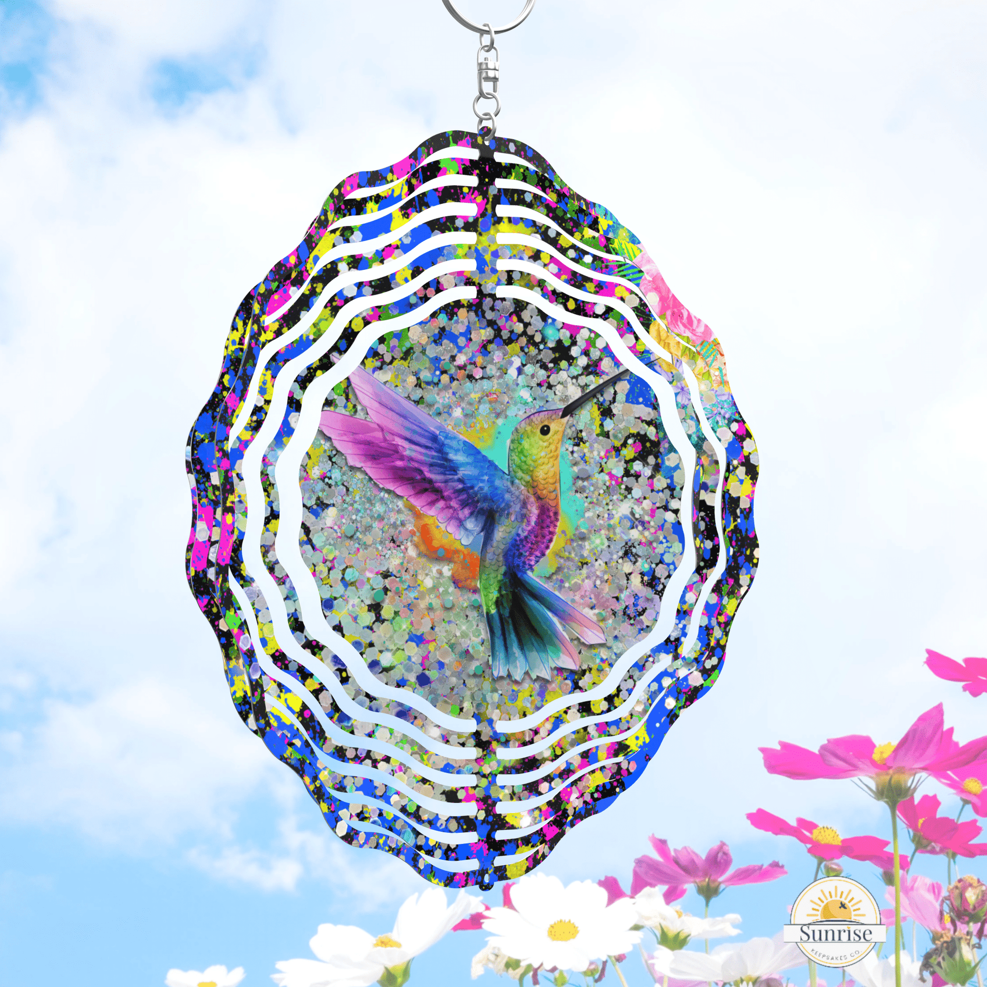 Hummingbird Wind Spinner | Vibrant Outdoor Garden Decor – Personalized Wind Spinner by Sunrise Keepsakes