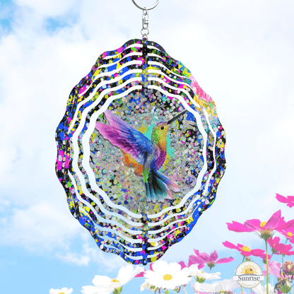 Hummingbird Wind Spinner | Vibrant Outdoor Garden Decor – Personalized Wind Spinner by Sunrise Keepsakes