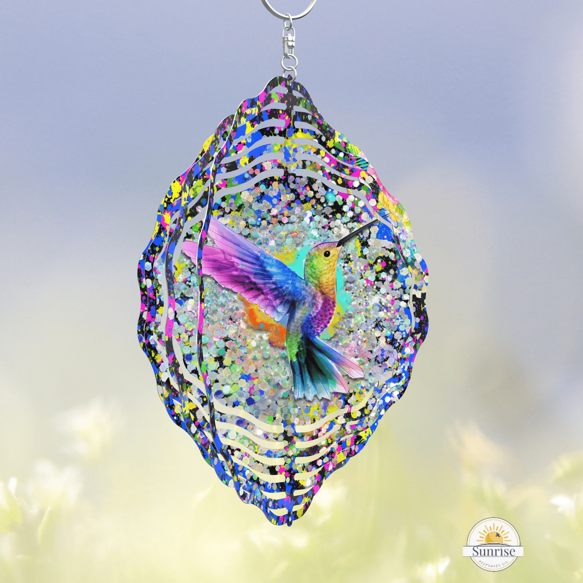 Hummingbird Wind Spinner | Vibrant Outdoor Garden Decor – Personalized Wind Spinner by Sunrise Keepsakes