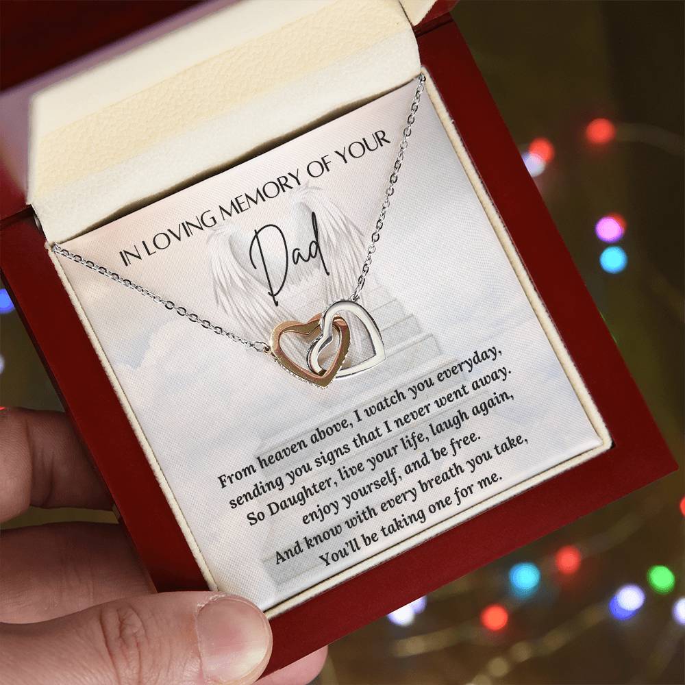 Loss of a Dad Gift - Missing you Dad necklace - Interlocking Hearts – Personalized Jewelry by Sunrise Keepsakes