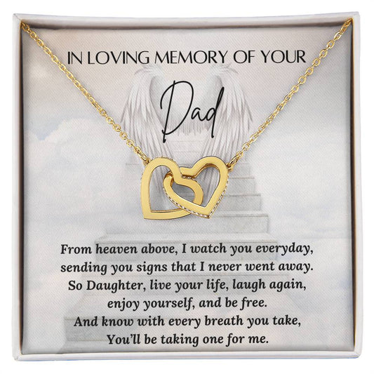 Loss of a Dad Gift - Missing you Dad necklace - Interlocking Hearts – Personalized Jewelry by Sunrise Keepsakes