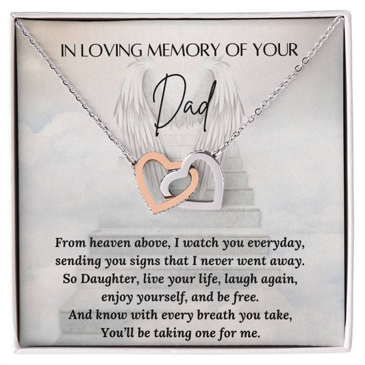Loss of a Dad Gift - Missing you Dad necklace - Interlocking Hearts – Personalized Jewelry by Sunrise Keepsakes