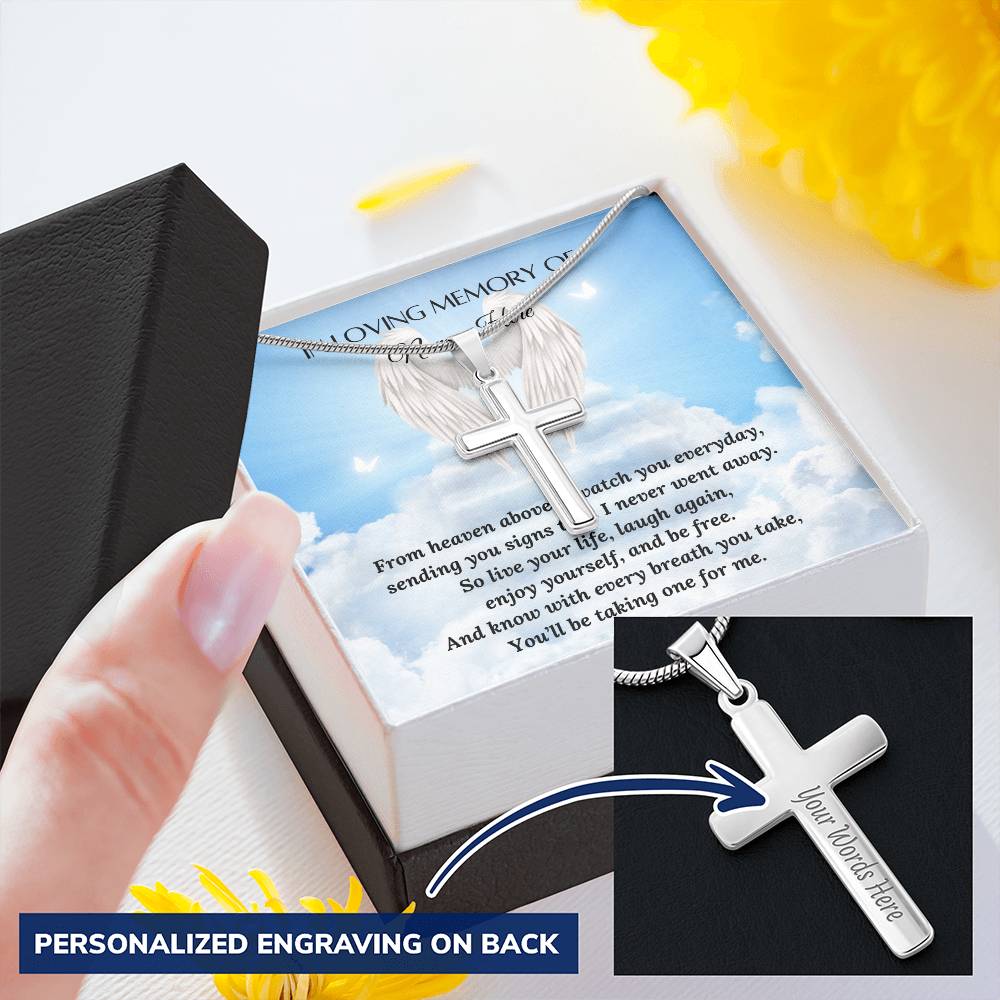 Loss of a Loved One - Personalized Cross Necklace - Laser Engraved Jewelry – Personalized Jewelry by Sunrise Keepsakes