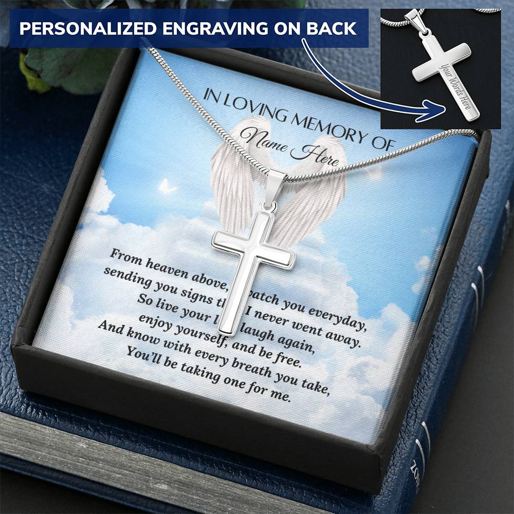 Loss of a Loved One - Personalized Cross Necklace - Laser Engraved Jewelry – Personalized Jewelry by Sunrise Keepsakes