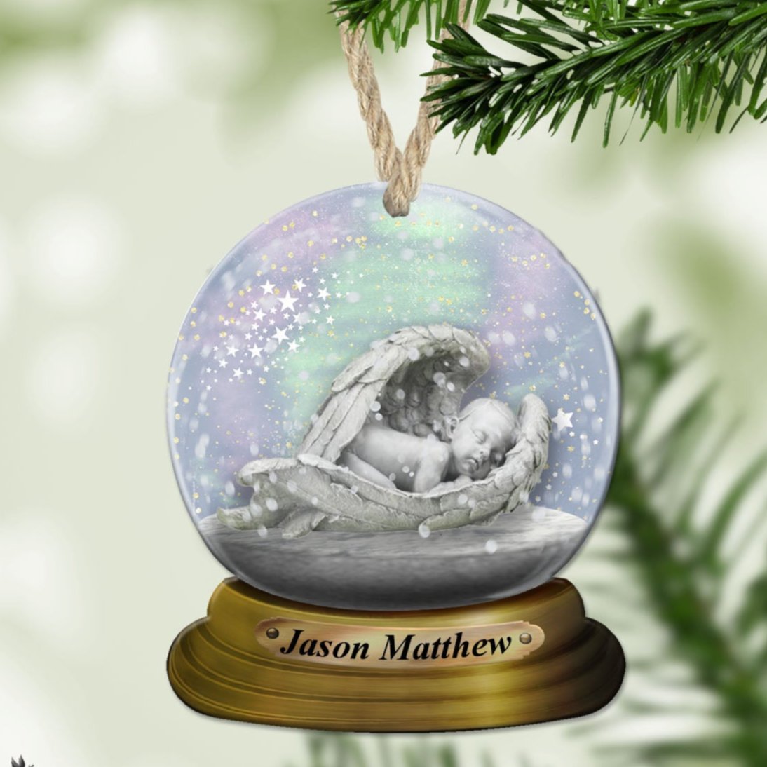 Loss of Baby Ornamant - Angel Snow globe Ornament – Personalized Memorial Ornament by Sunrise Keepsakes