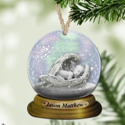 Loss of Baby Ornamant - Angel Snow globe Ornament – Personalized Memorial Ornament by Sunrise Keepsakes